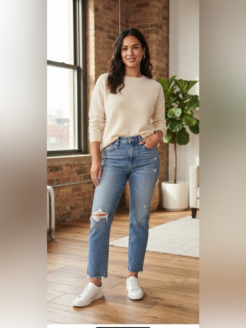 Madewell The Perfect Vintage Jeans Straight leg distressed frayed hem Size 30